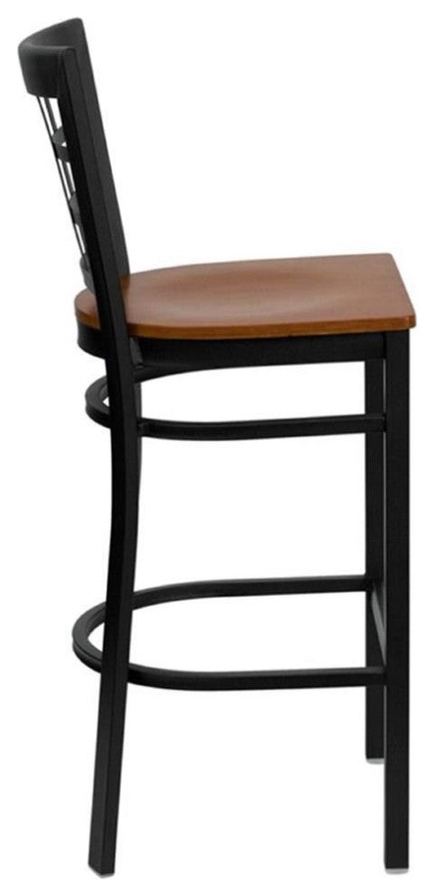 Flash Furniture Hercules 31" Black Back Metal Bar Stool in Cherry