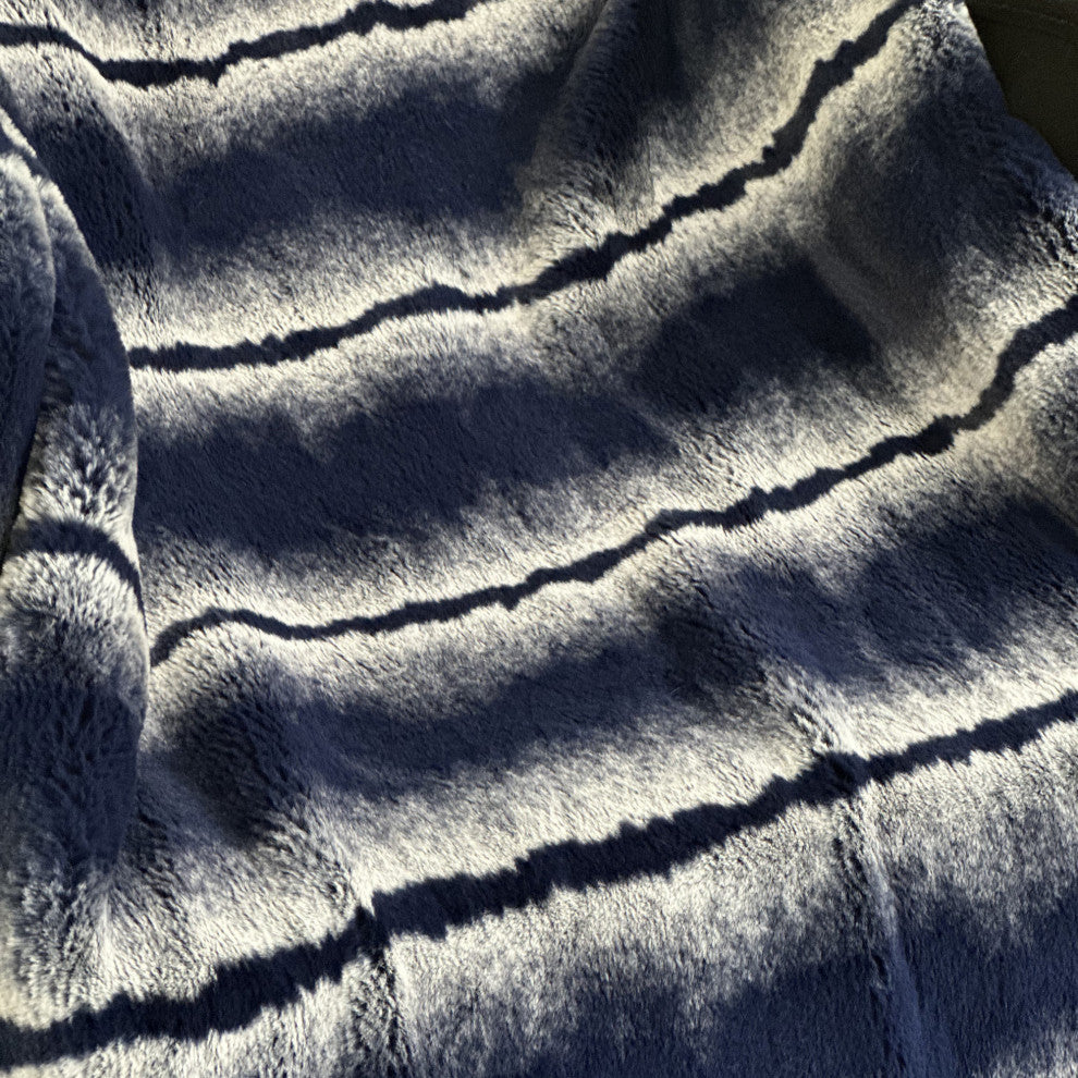 Plutus Navy Fluffy Fields Faux Fur Luxury Throw Blanket, Throw 60"W x 84"L