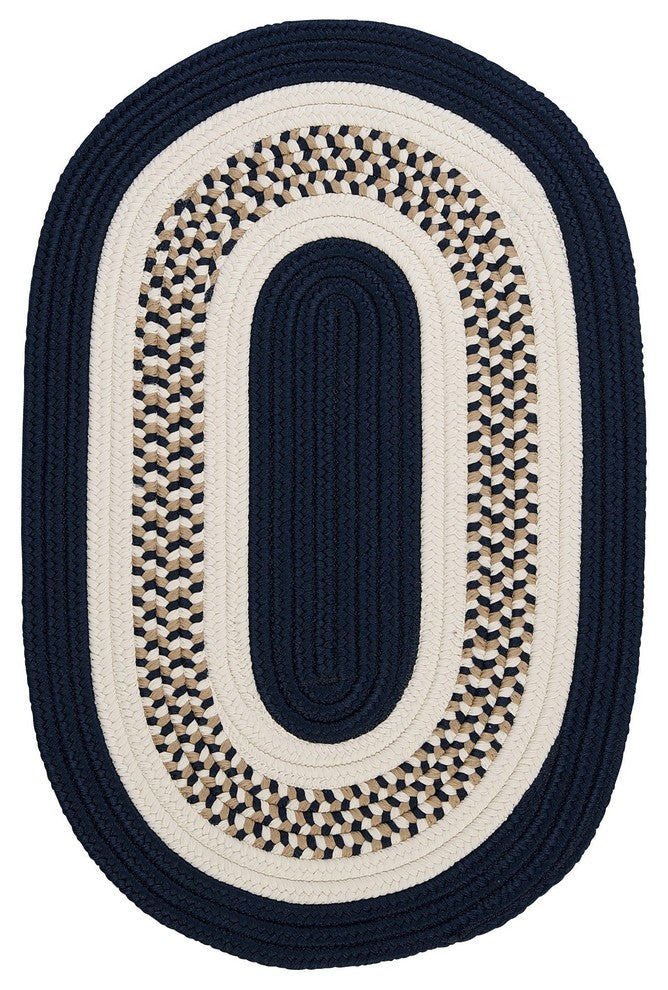 Colonial Mills Flowers Bay FB52 Navy Indoor/Outdoor Area Rug, Round 12'x12'