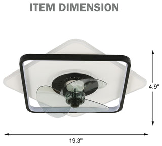 Bella Depot Modern Design Flush Mount Ceiling Fan with Remote and LED Light
