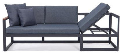 LeisureMod CSLBL-80BU Chelsea Sectional Headrest&Coffee Table Blue Cushions