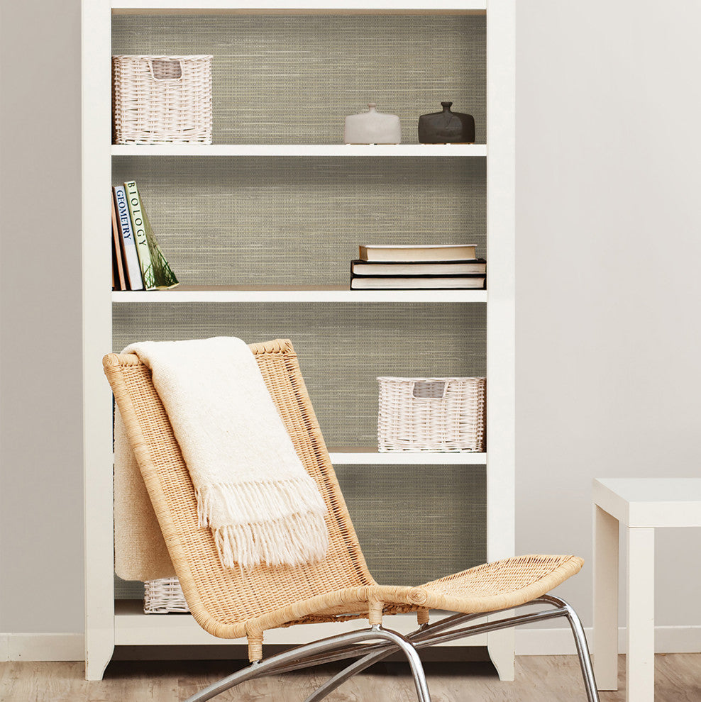 Wheat Grasscloth Raised Ink Peel and Stick Wallpaper, Bolt