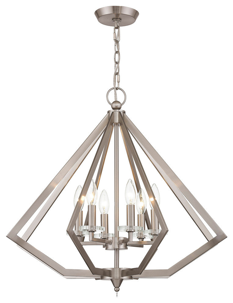 Diamond Chandelier, Brushed Nickel