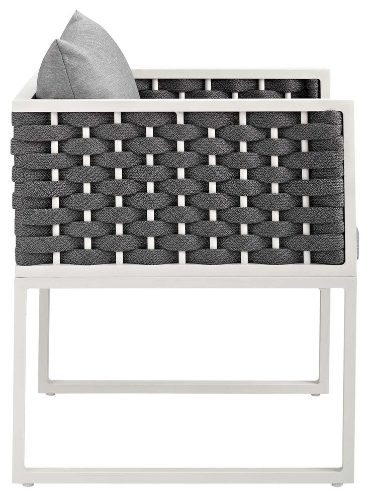 White Gray Stance 7 Piece Outdoor Patio Aluminum Dining Set