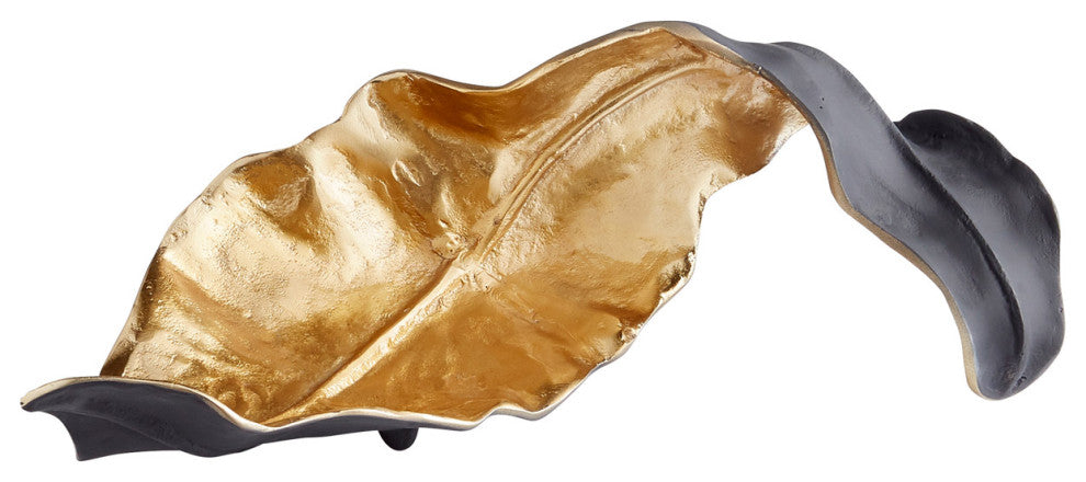 Cyan Oak Brush Sculpture 10644, Black and Gold