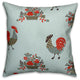 Rooster Pattern, Blue Throw Pillow, 20"x20"