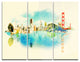 "San Francisco Panoramic View" Watercolor Metal Wall Art, 3 Panels, 36"x28"