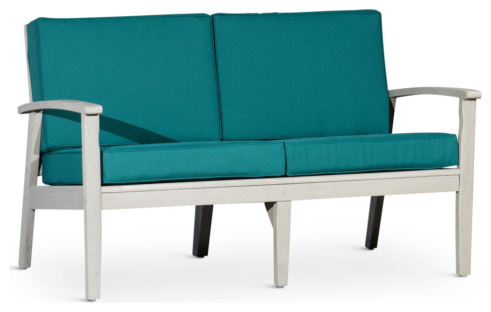 DTY Outdoor Living Longs Peak Eucalyptus Loveseat w/ Cushion, Driftwood Gray, Da