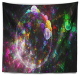 Multi Color Fractal Spherical Bubbles Abstract Wall Tapestry, 92"x78"