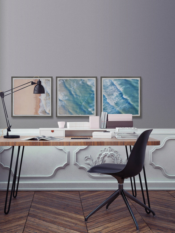 Happiness Comes in Waves Triptych, 3-Piece Set, 18x18 Panels