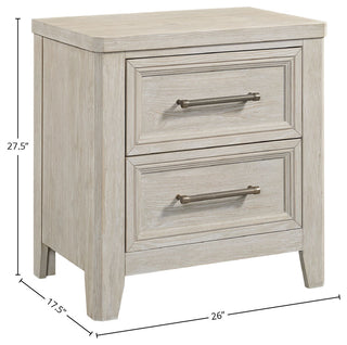 Carlson 2-Drawer Wooden Nightstand, Washed Linen