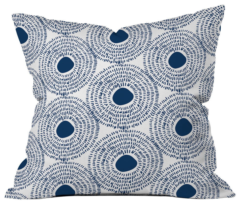 Camilla Foss Circles, Blue II Throw Pillow, 18"x18"