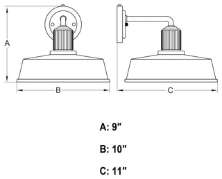 Vaxcel Lighting T0750 Hammond 9" Tall Outdoor Wall Sconce - Matte Black / White
