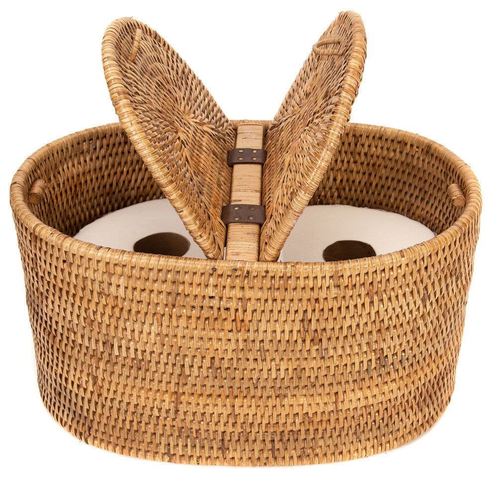 Artifacts Rattan™ Oval Double Tissue Roll Box, Honey Brown