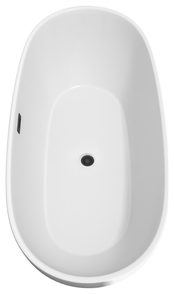 Juno Freestanding Bathtub, Matte Black Trim, 71", Faucet in Matte Black