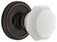 Classic Rosette Passage Waldorf White Milk Glass Knob, Timeless Bronze