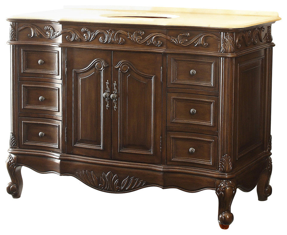 48" Cream Marble Top Classic-Style Beckham Bathroom Sink Vanity