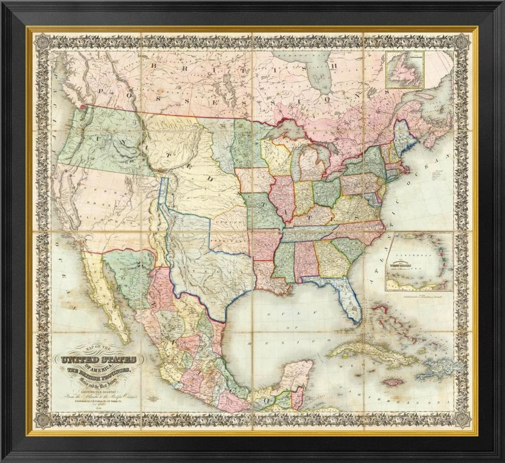 "Map of The United States of America, 1848"  by J. H. Colton, 34x31"