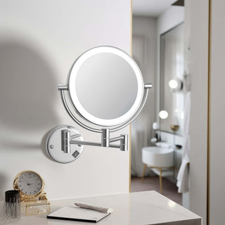 Circular LED Wall Mount Magnifying Make Up Mirror, Chrome