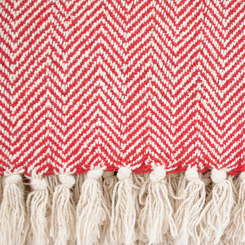 Tango Red Chevron Handloom Throw