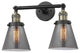 2-Light Small Cone 16" Bath Fixture, Black Antique Brass, Glass: Smoked