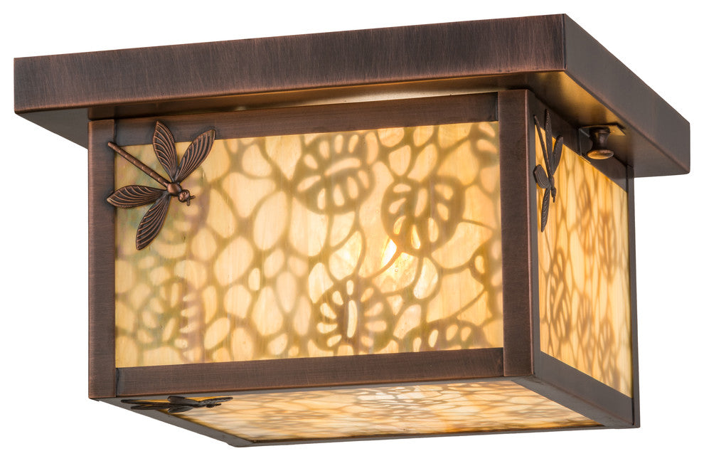10Sq Hyde Park Lotus Leaf and Dragonfly Flushmount