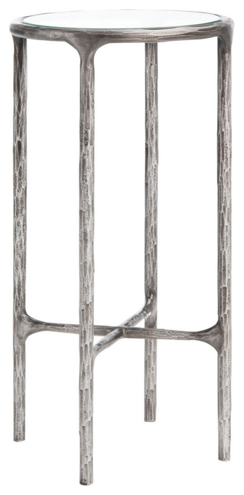 Safavieh Couture Jessa Forged Metal Tall Round End Table, Silver