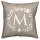 M Rustic Wreath Monogram Spun Poly Pillow, 18x18