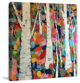 "Gray Birches" Painting Print on Wrapped Canvas, 18"x18"