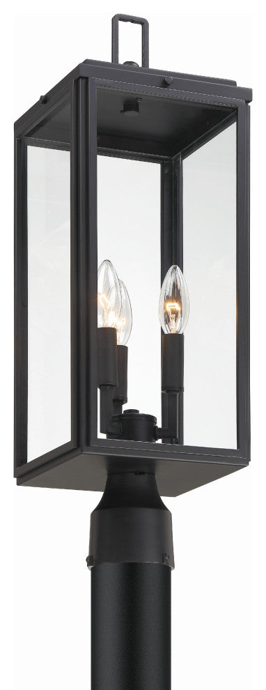 Byron 3-Light Outdoor Post Mount, Matte Black