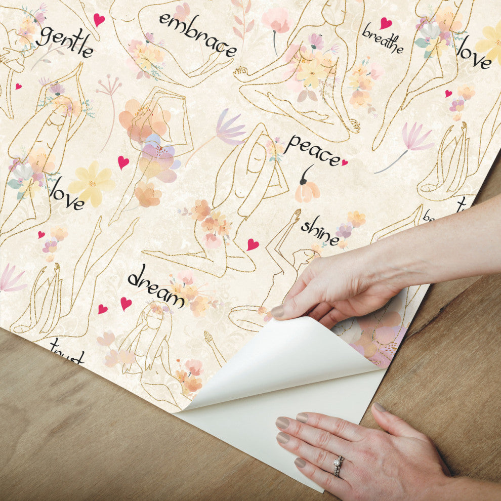 Yoga Goddesses Peel And Stick Wallpaper, Purple