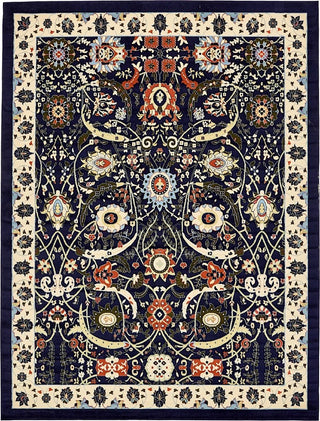 Country and Floral Kashan 10'x13' Rectangle Denim Area Rug