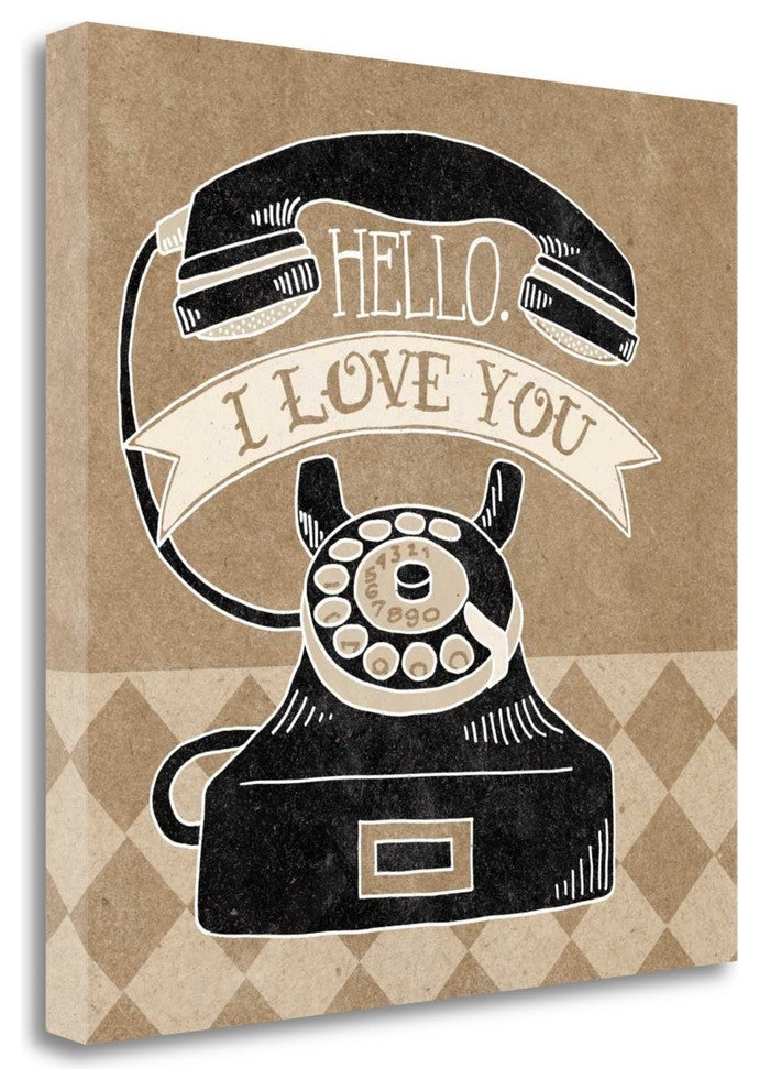"Hello I Love You Taupe" By Mary Urban, Giclee Print on Gallery Wrap Canvas