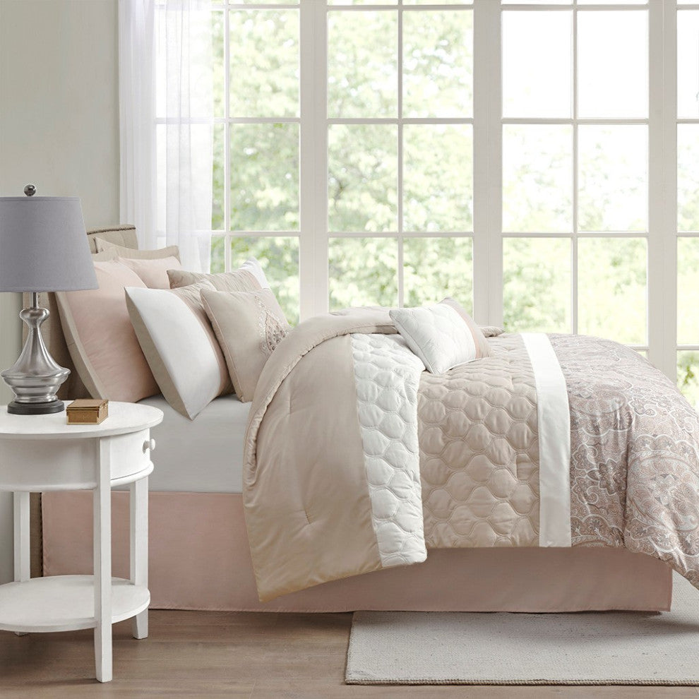 510 Design Shawnee 8 Piece Comforter Set, Blush, King