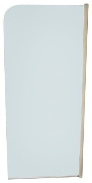 ClearShield Semi-Frameless Shower Door, Brushed Silver Pivot, Round Corner