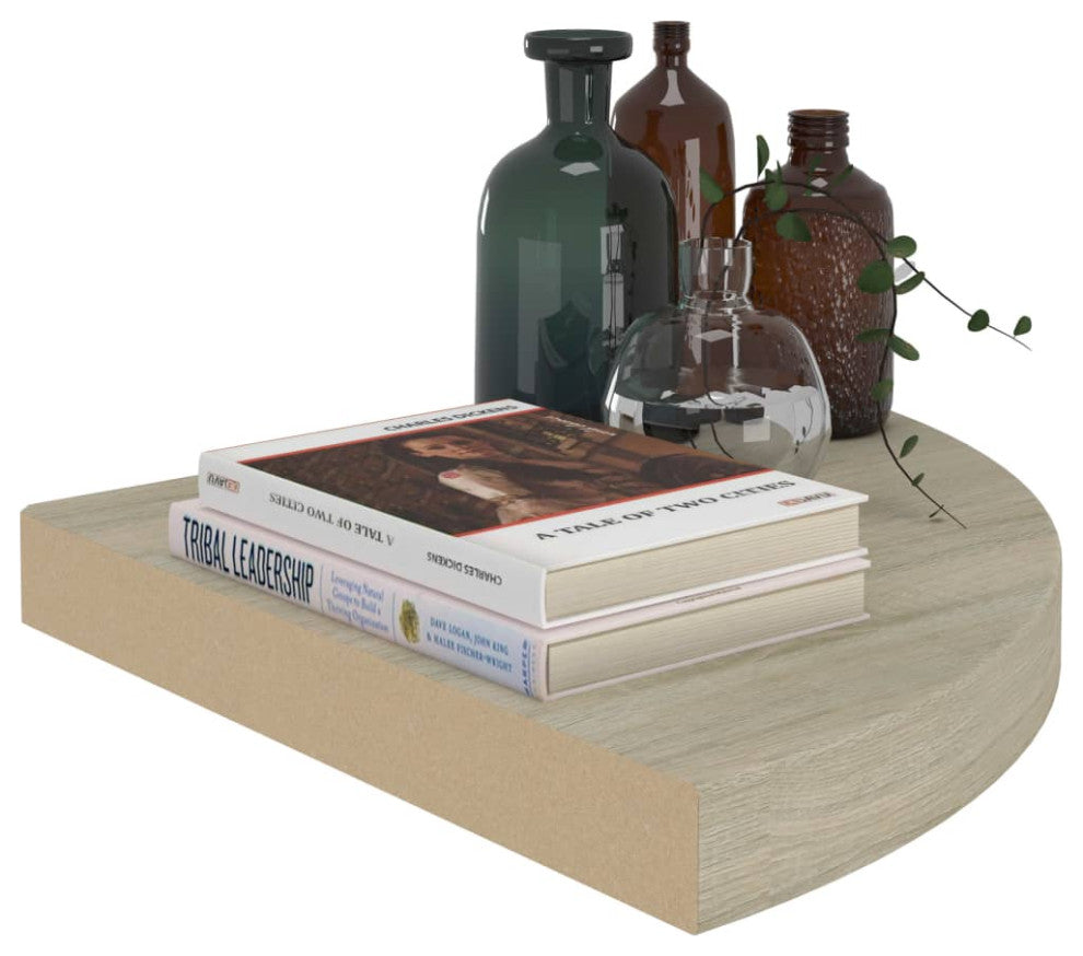 vidaXL Wall Corner Shelves Floating Corner Shelf Display Shelf 2 Pcs Oak MDF