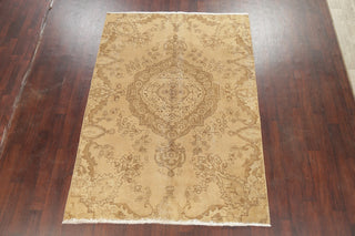 Consigned, Faded Persian Traditional Handmade Vintage-Style Area Rug, Brown, 6x8