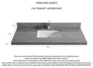 Aberdeen 60 Single Bathroom Vanity in White 2" Piatra Gray