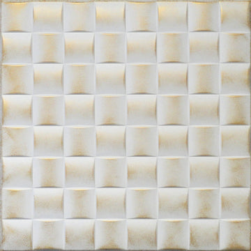 19.6"x19.6" Styrofoam Glue Up Ceiling Tiles R35 White Satin Washed Gold