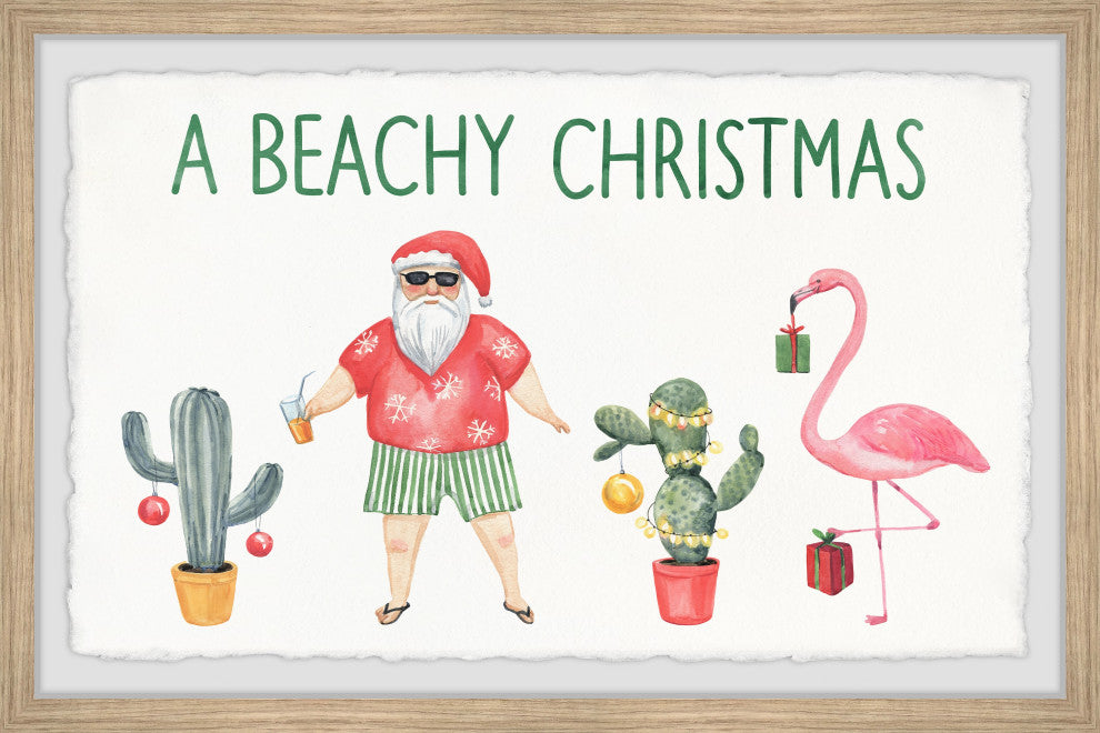 "Merry Beachy Christmas" Framed Painting Print, 45x30