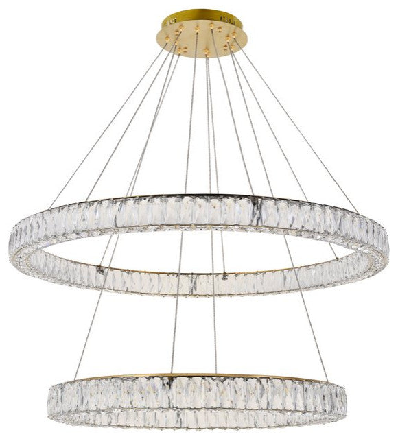 Madeleine Integrated LED Light Gold Chandelier Clear Royal Cut Crystal