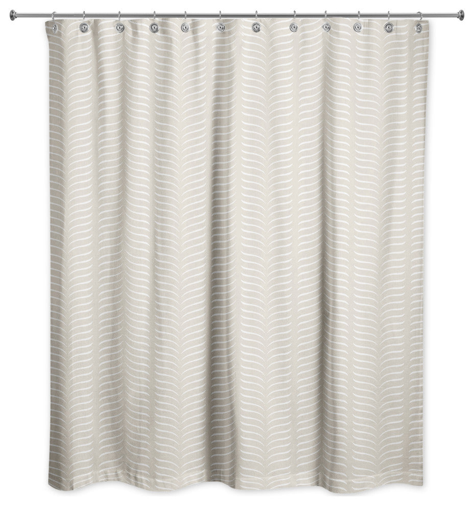 Beige Line Pattern 71x74 Shower Curtain