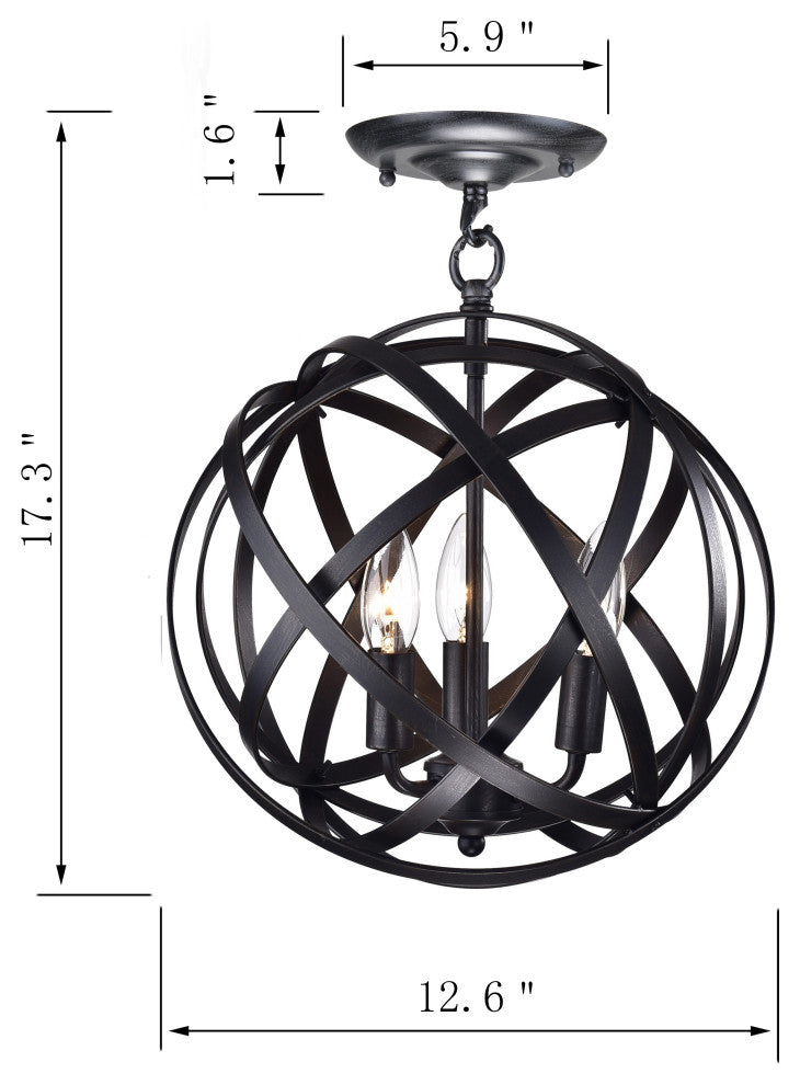 Eucryphia 3-Light Semi-Flush Mount