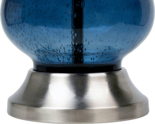 22" Sapphire Blue Seeded Glass Accent Lamp