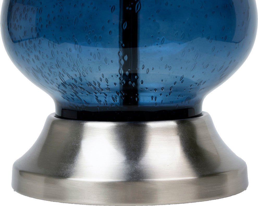 22" Sapphire Blue Seeded Glass Accent Lamp