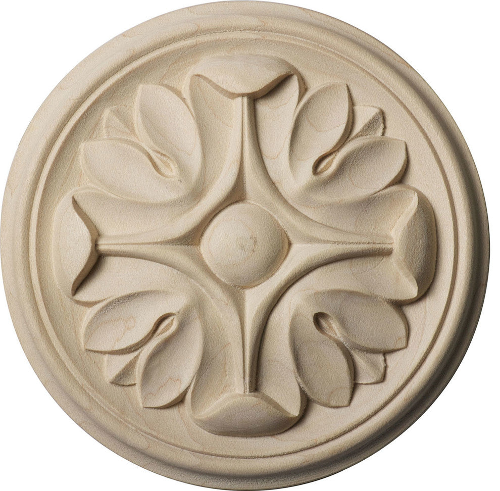 4 1/4"W x 4 1/4"H x 1/2"P Raymond Rosette, Alder