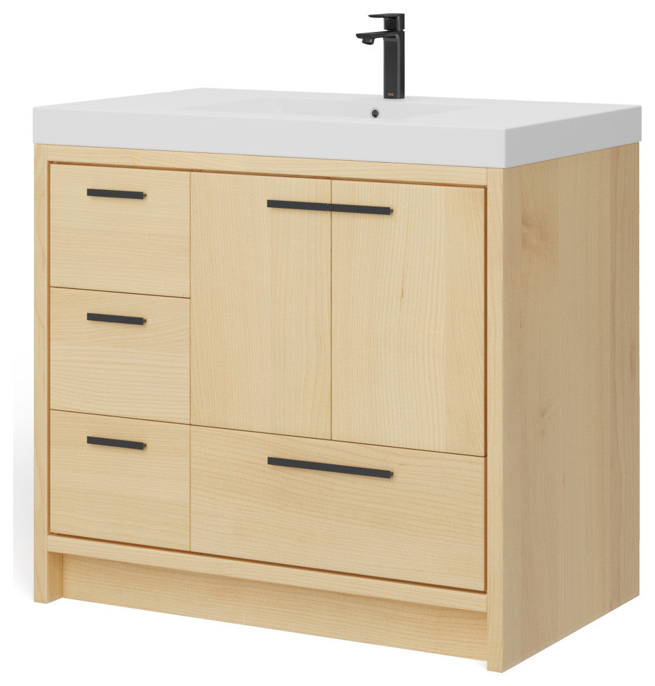 The Sacha Bathroom Vanity, Maple, 36", Single Sink, Freestanding