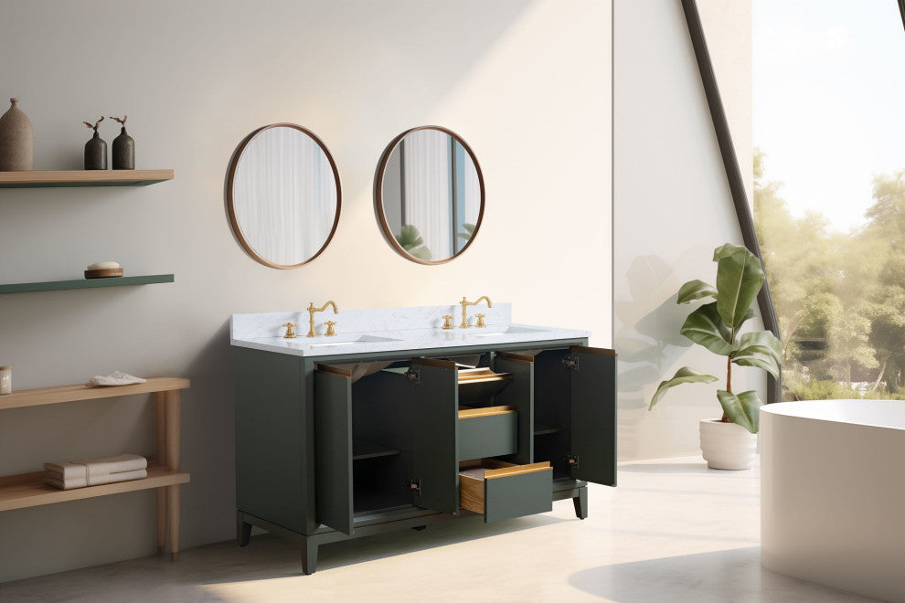 Vanity Art Bathroom Vanity With Sink, Vintage Green, 60" Double