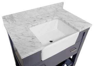 Charlotte 36" Bathroom Vanity, Marine Gray, Carrara Marble Top