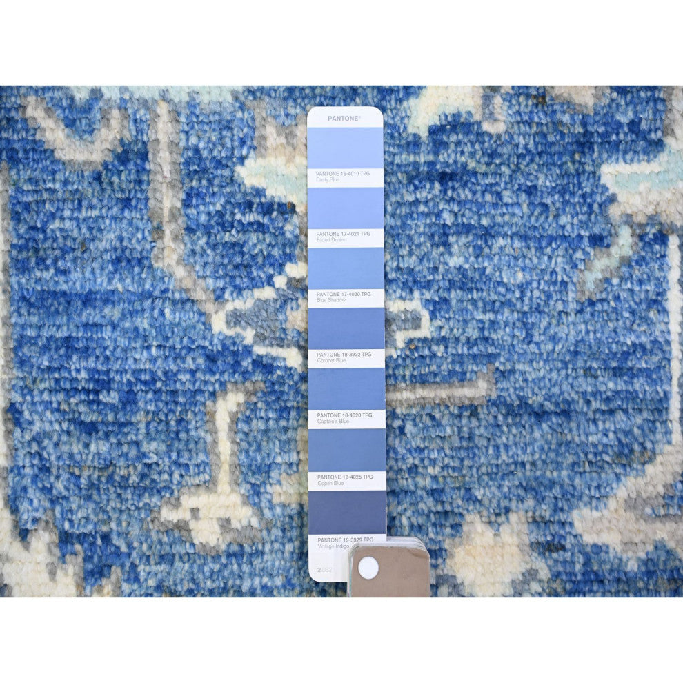Steel Blue, Anatolian Village Inspired Soft Wool Hand Knotted Rug, 8'x10'1"